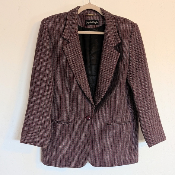 Giorgio Sant Angelo Jackets & Blazers - VTG Giorgio Sant' Angelo Wool Houndstooth Blazer Dark Academia Career Heirloom